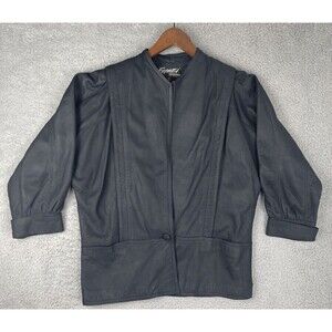 Vintage 80s Frenzi New Zealand Lambsuede Jacket Womens 14 Tall Black